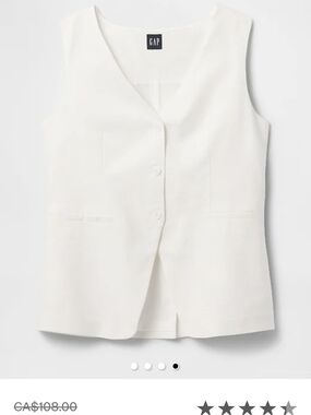 GAP White Linen-Blend Longline Vest